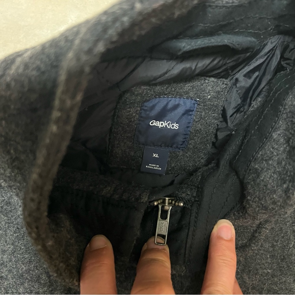 GAP Charcoal Military Field Jacket Kids Wool Blend Winter Cold Coat Size XL - Picture 3 of 5